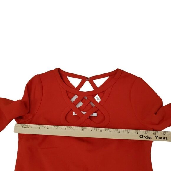 Diane von Furstenberg Carmen Dress 0 Poppy Red Sheath Cut-out‎ Neck DVF Cocktail - Picture 9 of 11